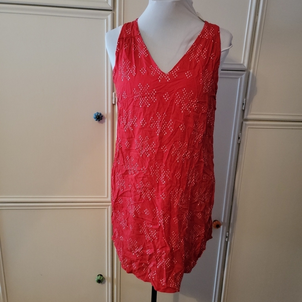 Gap Red Sleeveless Dress w/ White Dot Pattern
